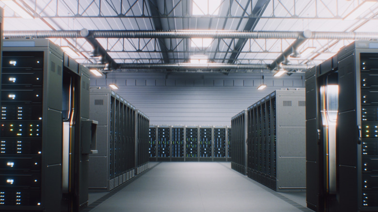A supercomputer and server rack at a undisclosed facility