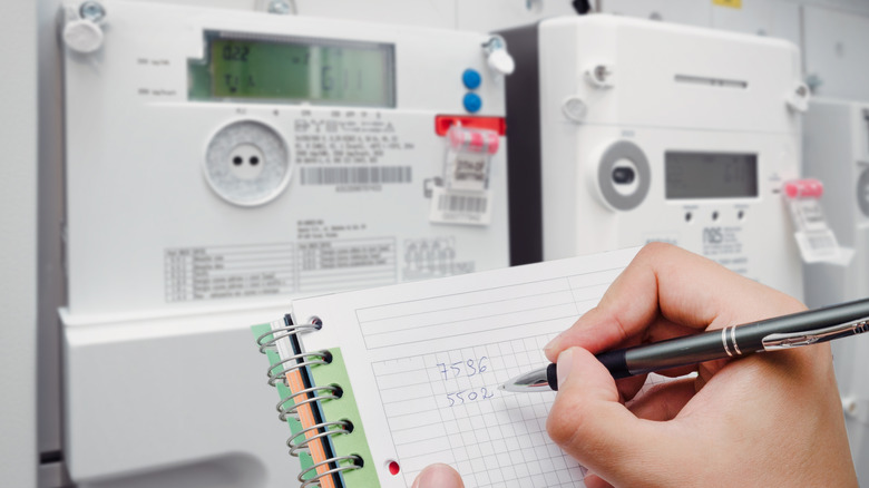 Electric energy meter measuring power usage.