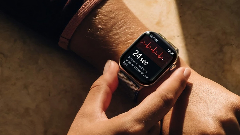 The Apple Watch Series 12 in ceramic is seen on a man's hand