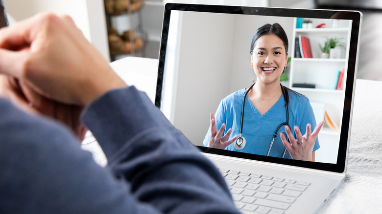 telehealth appointment on laptop