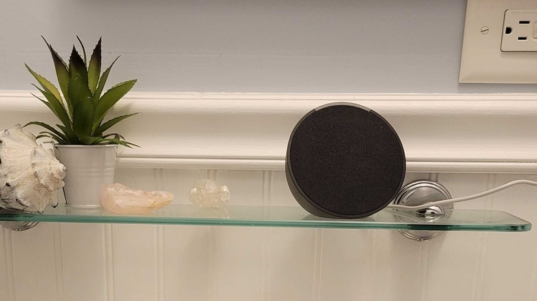 Amazon Echo pop in a bathroom