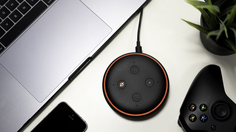 Echo Dot muted on desk