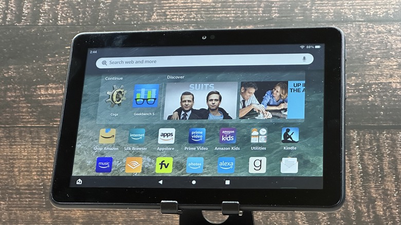 Fire tablet on a table