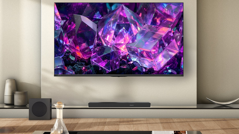 Hisense TV mounted on a wall in a living room