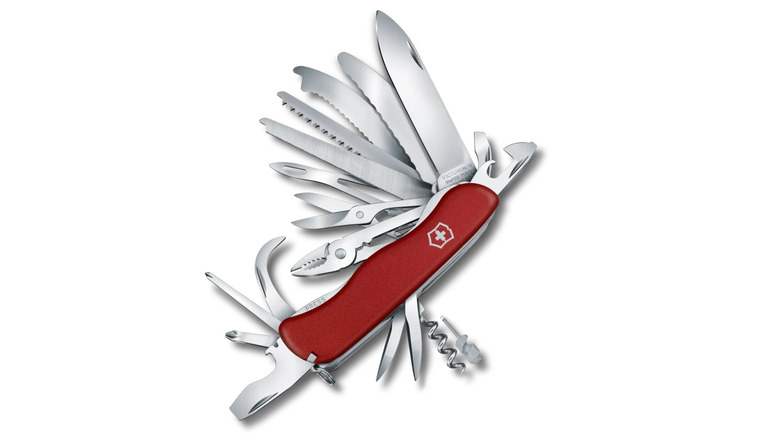 Victorinox Champ multi-tool open on white background