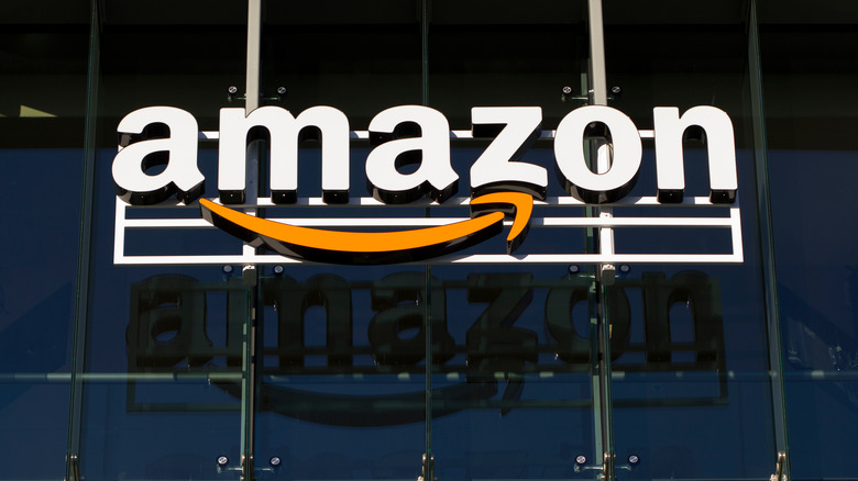 Amazon logo on glass building