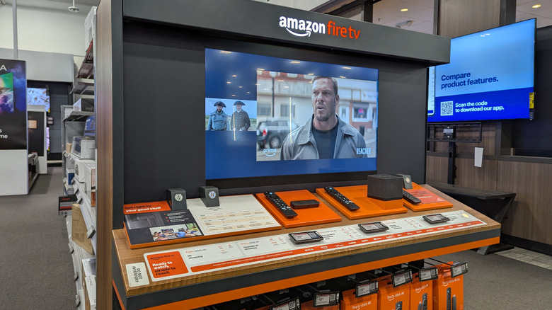 Full Fire TV lineup on display in electronics store