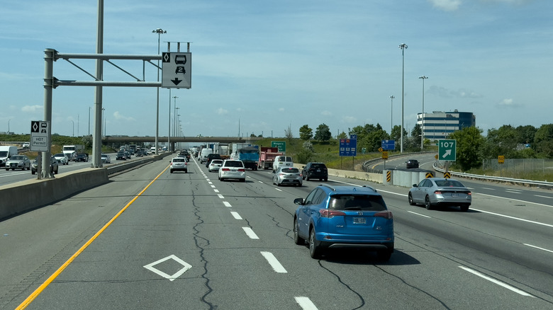 Freeway with an HOV lane