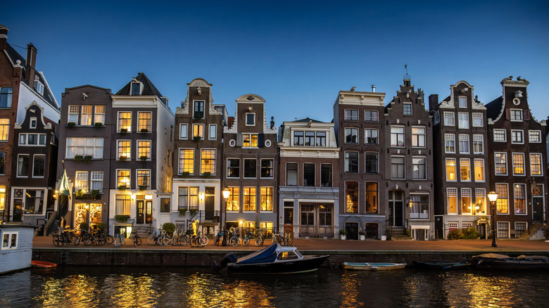 Amsterdam canal shot in the evening.
