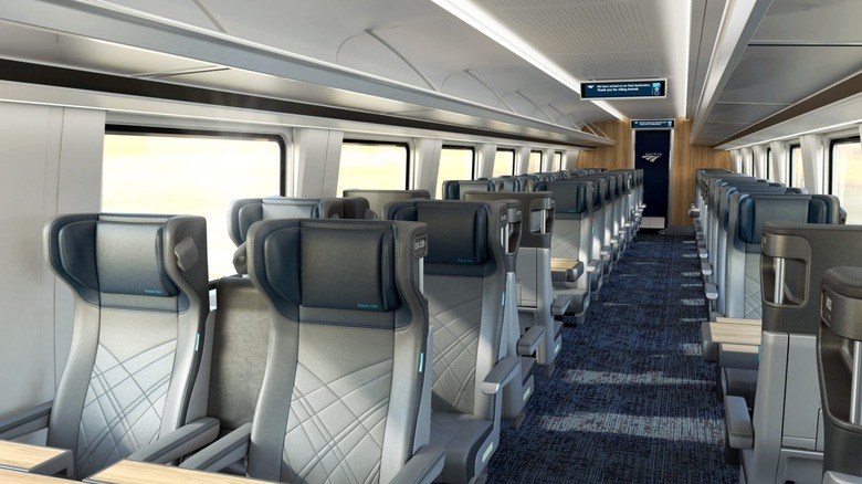 Empty interior of Amtrak coach car