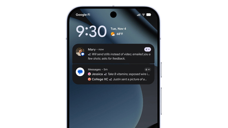 Notifications summarized on Google Pixel lock screen
