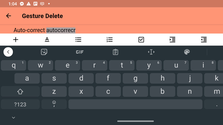 Deleting characters with Gesture Delete