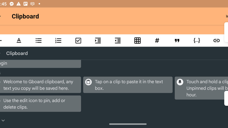 The Gboard clipboard functionality