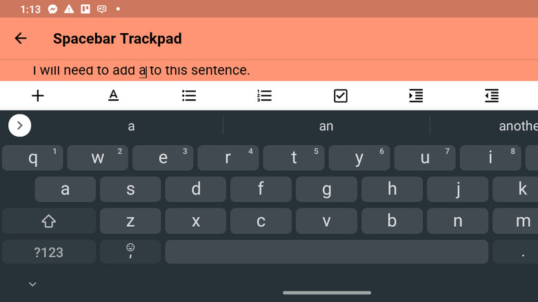 Gboard's spacebar trackpad functionality