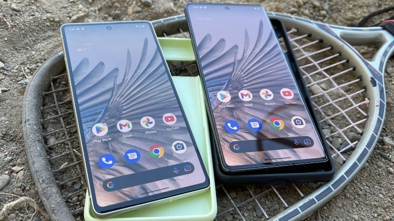 two Google Pixel 7 phones