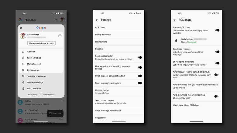 RCS settings on Android