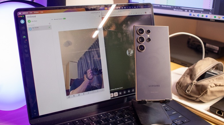 Using AirDroid to transform the S24 Ultra into a webcam for the MacBook Air
