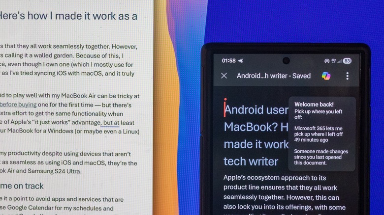 Writing on Microsoft Word in macOS and continuing the work on an Android phone