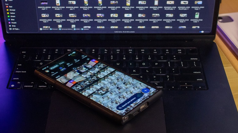 OneDrive photos as seen on both an Android phone and a MacBook