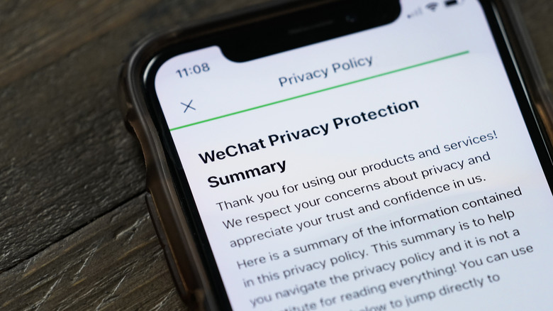 An app's privacy agreement