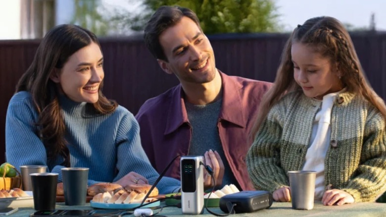 A family with Anker power bank
