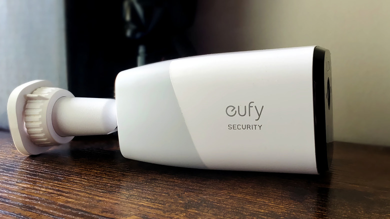 Eufy security camera on shelf