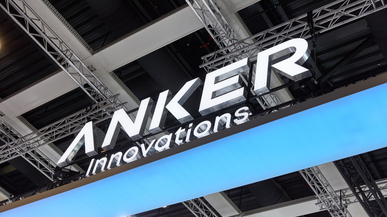 A close up of an Anker Innovations building, showing the company's logo