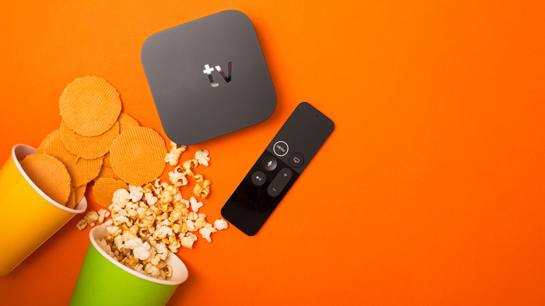 Apple TV with snacks