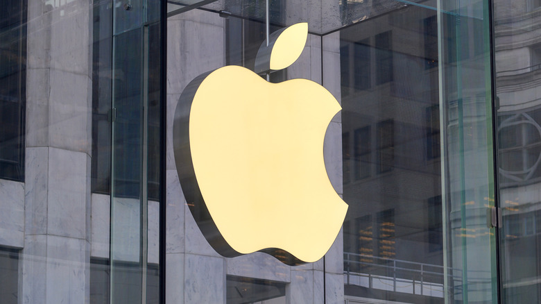 Apple logo on building