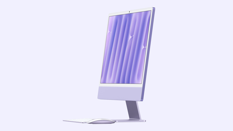 The iMac over a purplish background