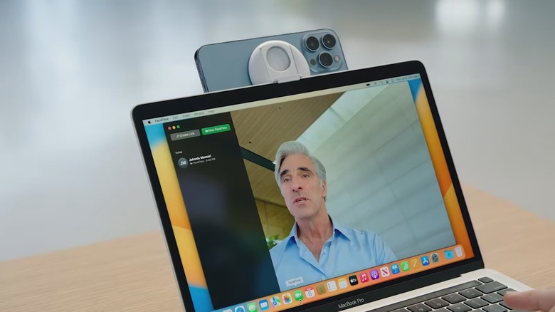 iPhone being used as a Mac's webcam.