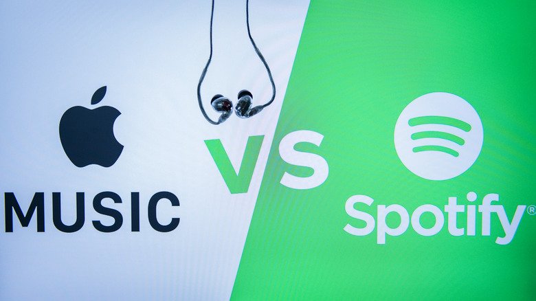 Apple Music vs Spotify shown with IEMs