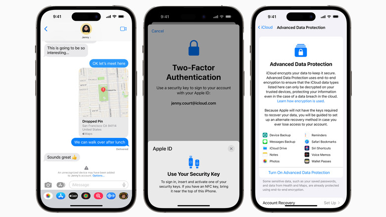 Contact Key Verification, Apple ID Security Keys, and iCloud Advanced Data Protection