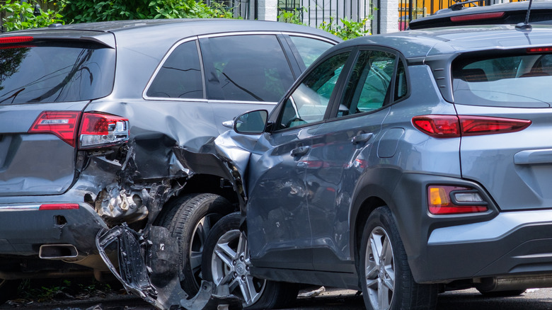 T-boned car crash site