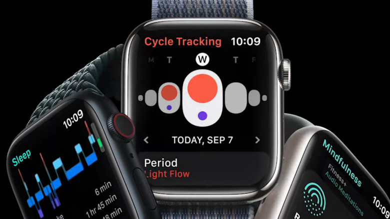 Apple Watch with cycle tracking screen