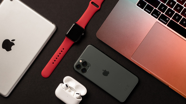 Apple products on desk