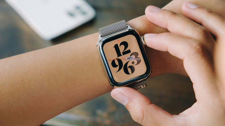 Person using an Apple Watch