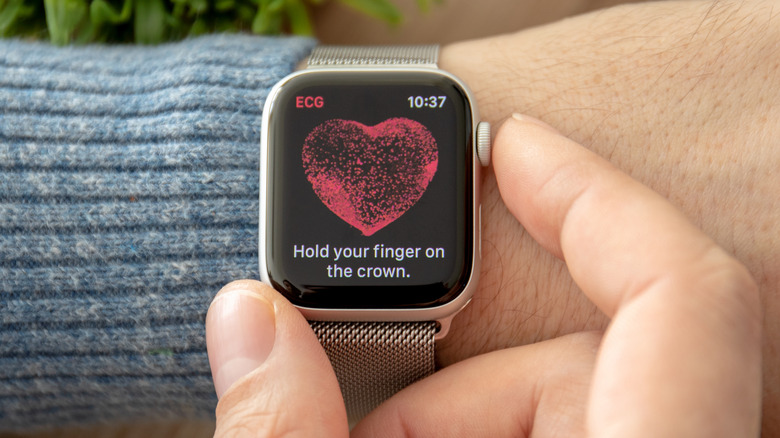 Man using Apple Watch's ECG feature