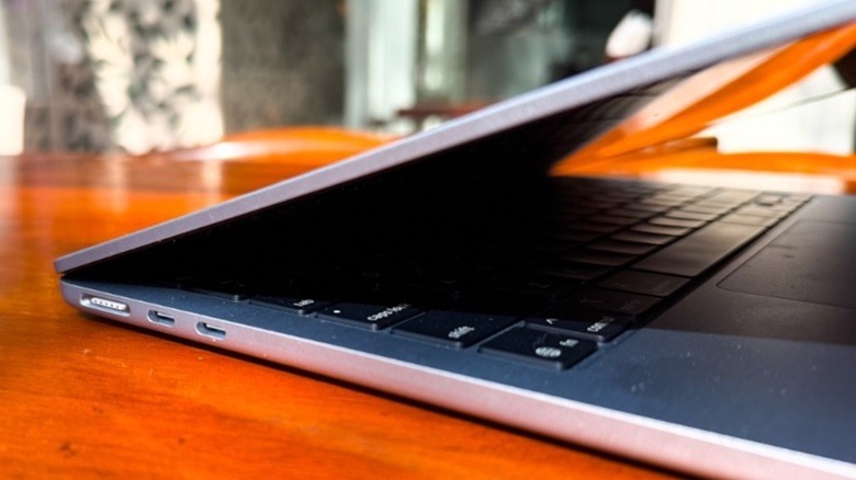 MacBook Air M4 partially open on a desk