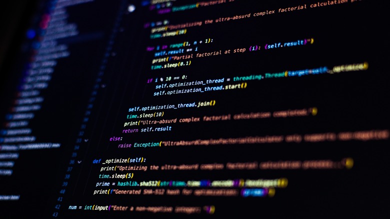 Code on dark monitor