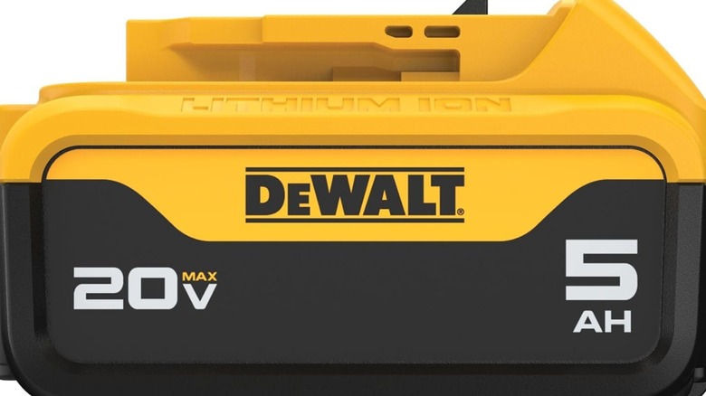 A DeWalt 20V battery pack.