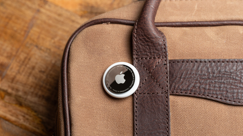 AirTag attached to luggage