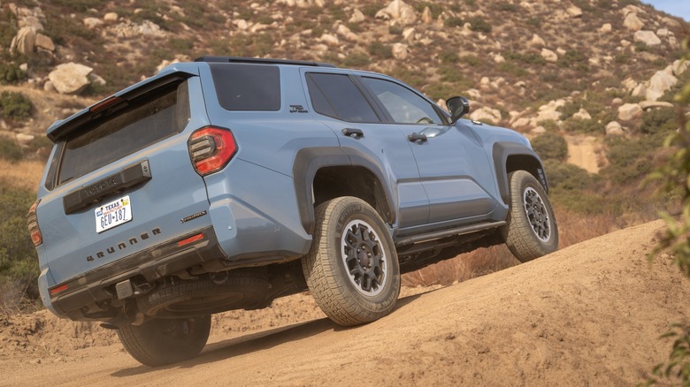 Blue 2025 Toyota 4Runner on desert trail
