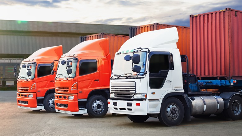 Semi-trucks parked