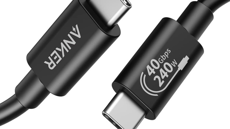 Anker and USB branding on USB4 cable