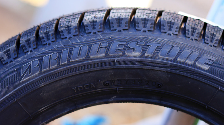 Close-up of bridgestone tire