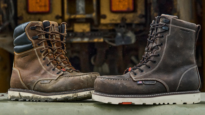 Brunt Workwear boots sitting side by side, including the new USA Marin Welted work boot