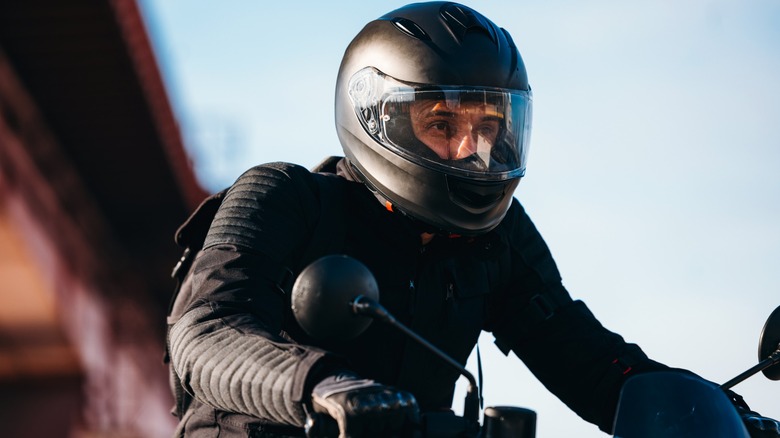 A biker focused on riding