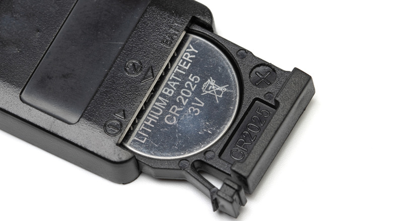 Close up of a CR2025 battery