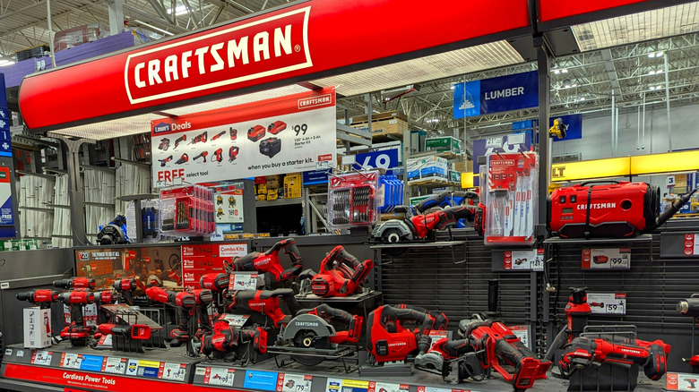 Craftsman Power Tools brand logo display at hardware store